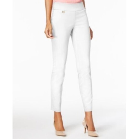 Alfani Pants - Alfani Tummy Control Pull On Skinny Pants Womens 14 White Slimming Stretch NEW